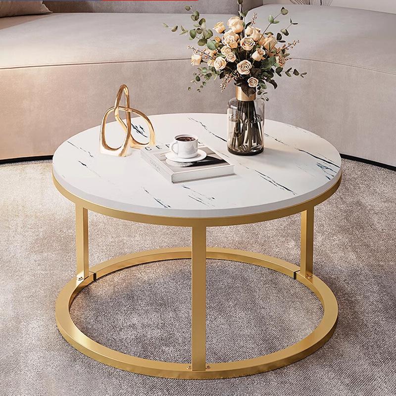 Modern Nordic Iron Coffee Table Set: Minimalist Round Mother and Child Design for a Quiet Living Room.