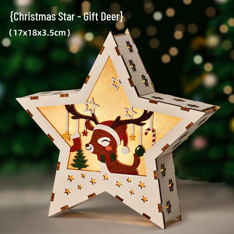 Luminous Handmade Wooden Christmas Tree Ornament Pendant Decor Gift.