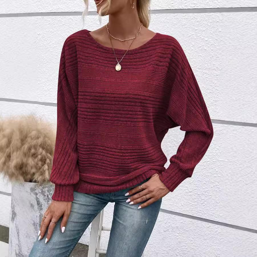 Women's Casual Batwing Sleeve Pullover Sweater Loose Fit and Comfortable Tops