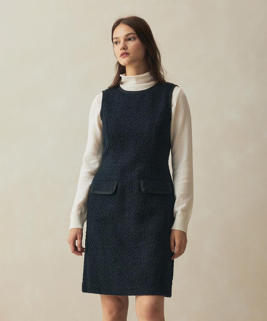 Brooks Brothers Boucle Sleeveless Dress (Navy) (Bbdzwf4150Qef)