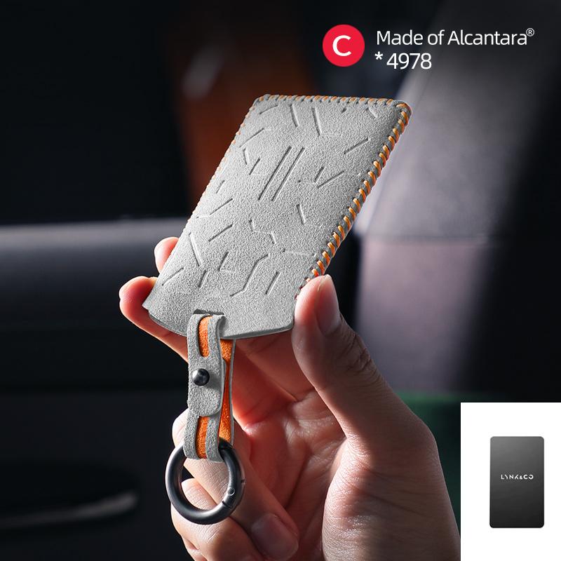 Interior Mouldings Alcantara For LYNK & CO 08 Car Key Case Suede Leather Keychain Auto Accessories Smart Remote Protector Card C
