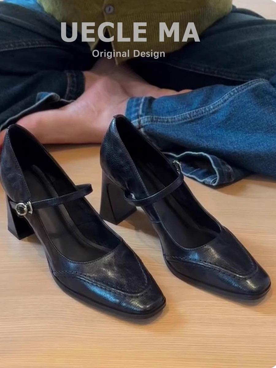 

Lambskin shoes~ French single shoes, femininity is not tired, high heels, thick heels, work shoes, beautiful Mary Jane shoes 34