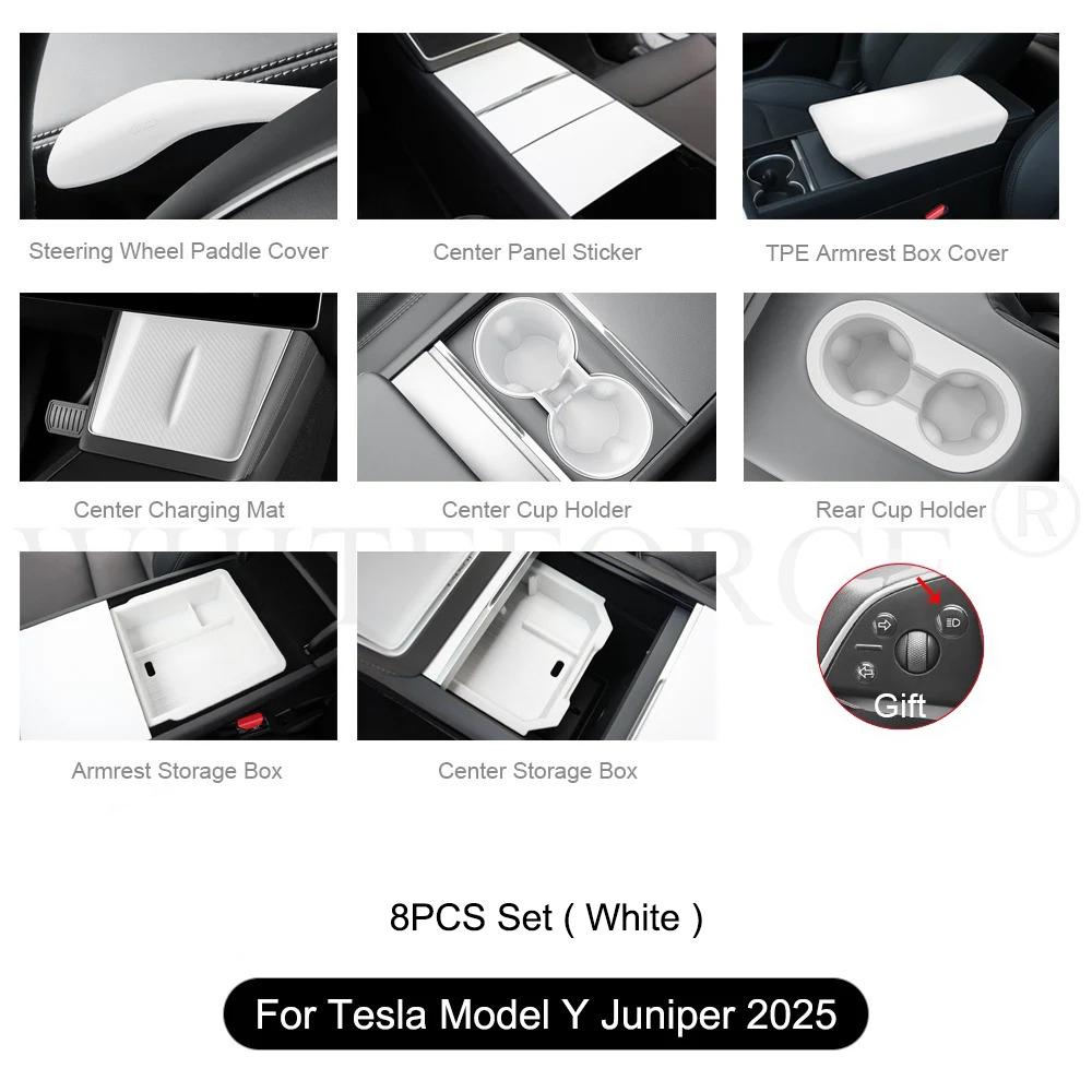 For Tesla Model Y Juniper 2025 Center Console Storage Box Armrest Box Double-layer Storage Organizer Case Tray Cup Holder Box