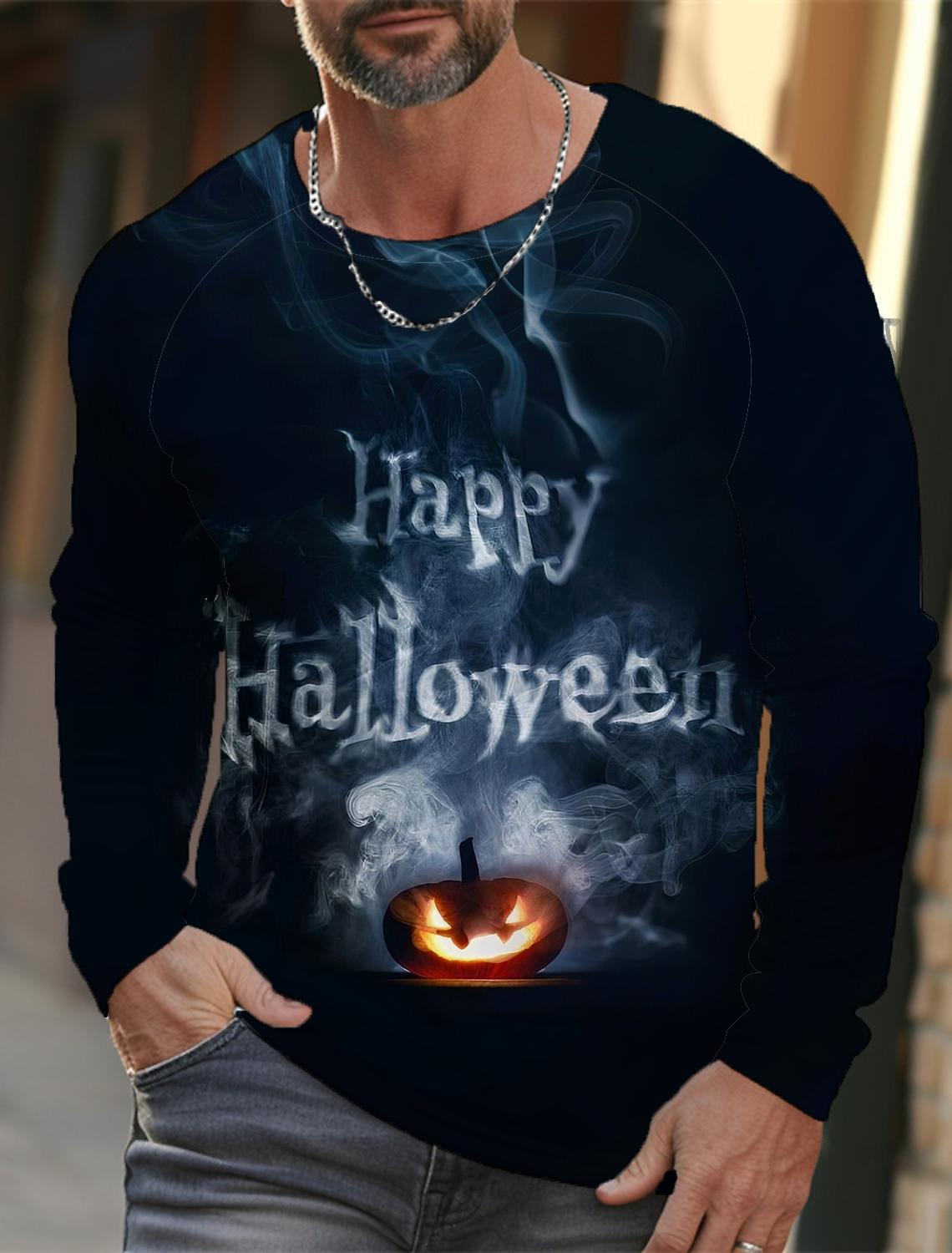 Весенне-осенняя мужская футболка с длинным рукавом и принтом паутины в 3D-стиле — фото 11