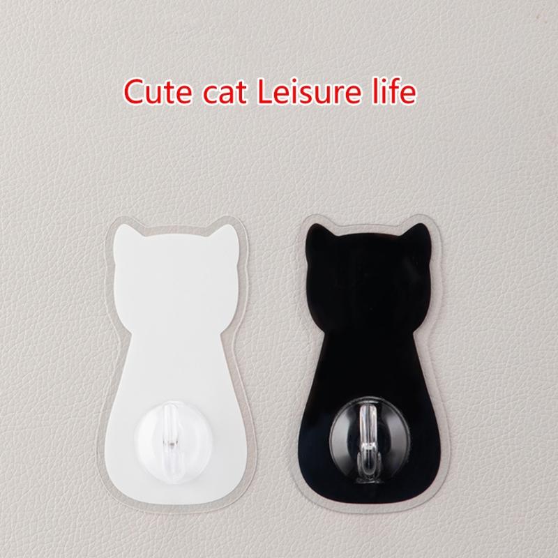 4pcs Waterproof Adhesive Hook for Bathroom Kitchen Cute Cats Door Hanger Holder Clothes Towel Racks Wall Decoration