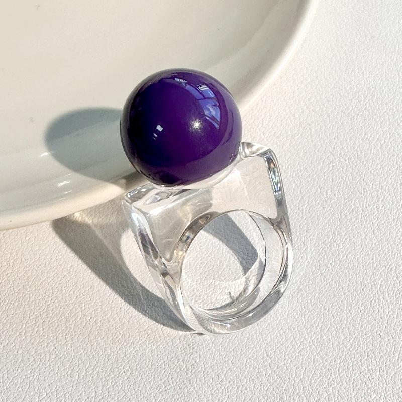 Mode Personlighet Design Harts Kulformad Fyrkantiga Ringar För Kvinnor Temperament Geometrisk Tjock Chunky Fingerring Smycken Fest