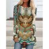 Western Aztec Ethnic 3D Print Langermede T-skjorter Bohemian Women Vintage Fashion T-skjorte Oversized Streetwear T-skjorter for kvinner Topper