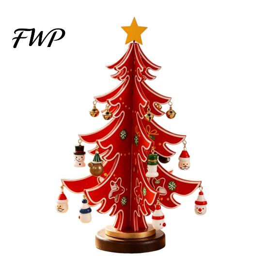 Holiday Party Table Decorations Wooden Christmas Tree Ornaments, 3D Rustic Tabletop Decor Xmas Display for Home Desk, Reusable Nordic Style