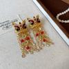 China-Chic Style Awakening Lion Pendant Light Luxury Lion Dance Earrings  Birthday Gift