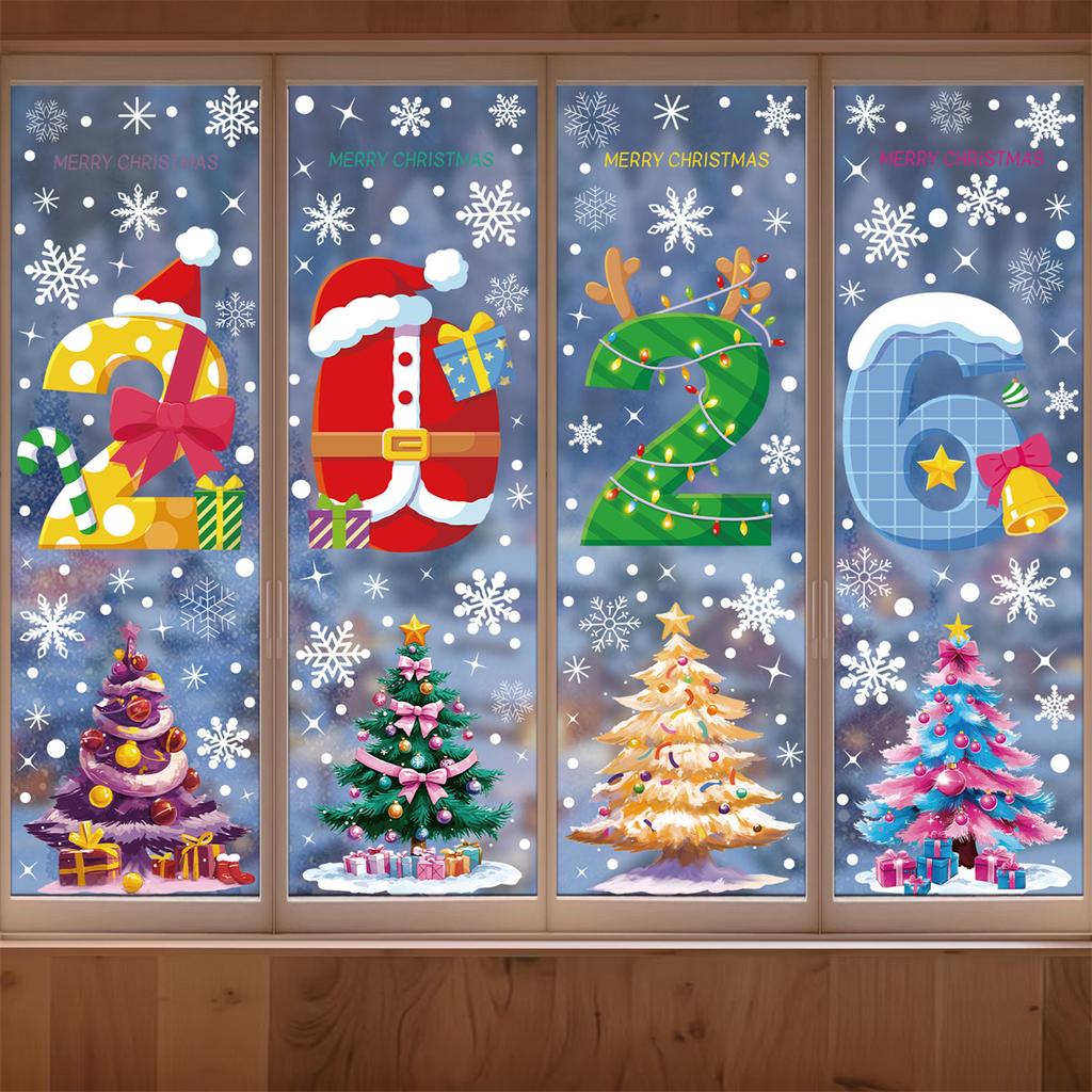 Christmas decorations creative gingerbread man static stickers shopping mall window scene layout Santa Claus glass stickers