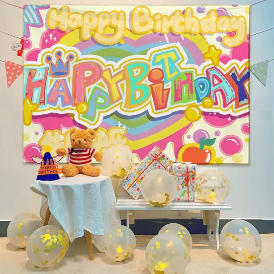 Stendardo Banner di Buon Compleanno Grande Poster in Tessuto da Appendere Segno per Decorazione Sfondo Parete