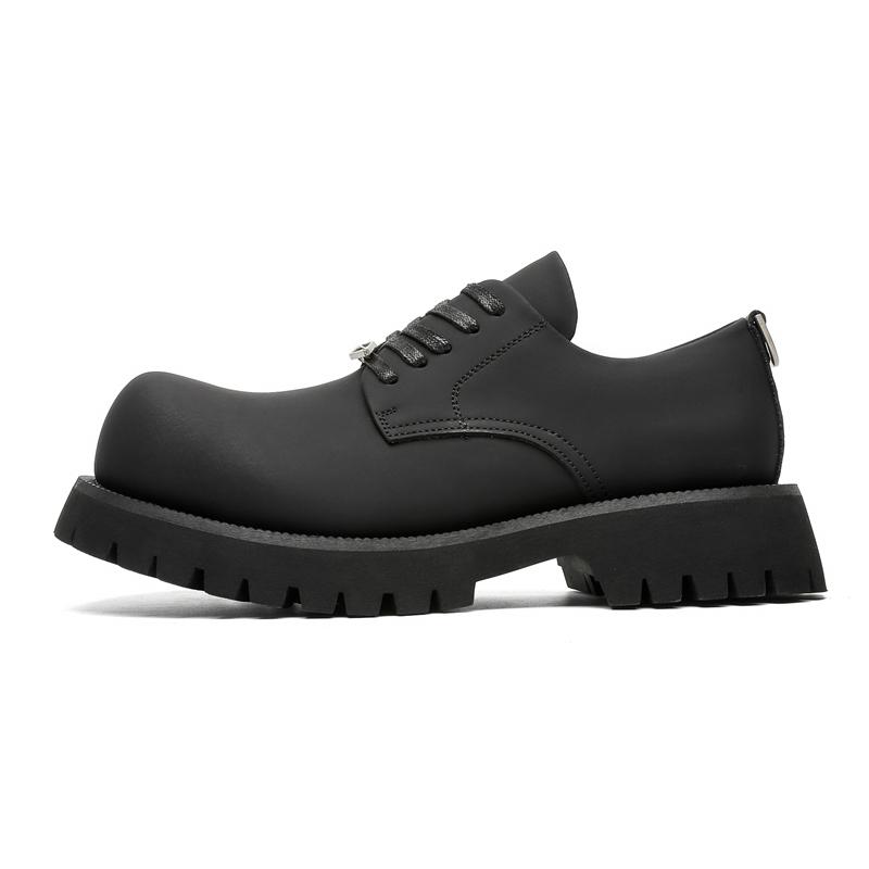 

Нишевый бренд Оригинальный дизайн Классический британский уличный стиль Черные кожаные туфли для мужчин Металлическая отделка Обувь, увеличивающая рост 46 чёрный