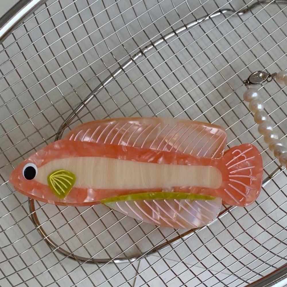 Korean Style Silver Arowana Shark Clip Acrylic Acetic Acid Hair Claw Guppy Hair Claw  Travel