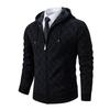 Winter Men's Cardigan Sweater with Thick Velvet and Loose Casual Hooded Knitted Jacket for Outerwear