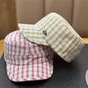 New Thin Plaid Flat Top Beret Hat Women Vintage Newsboy Cap Luxury Casual All-match Painter Hat