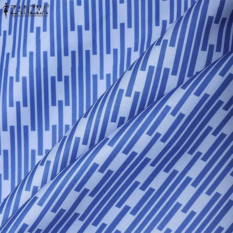 ZANZEA Women Casual Round Neck Loose Short Sleeve Print Dress Summer