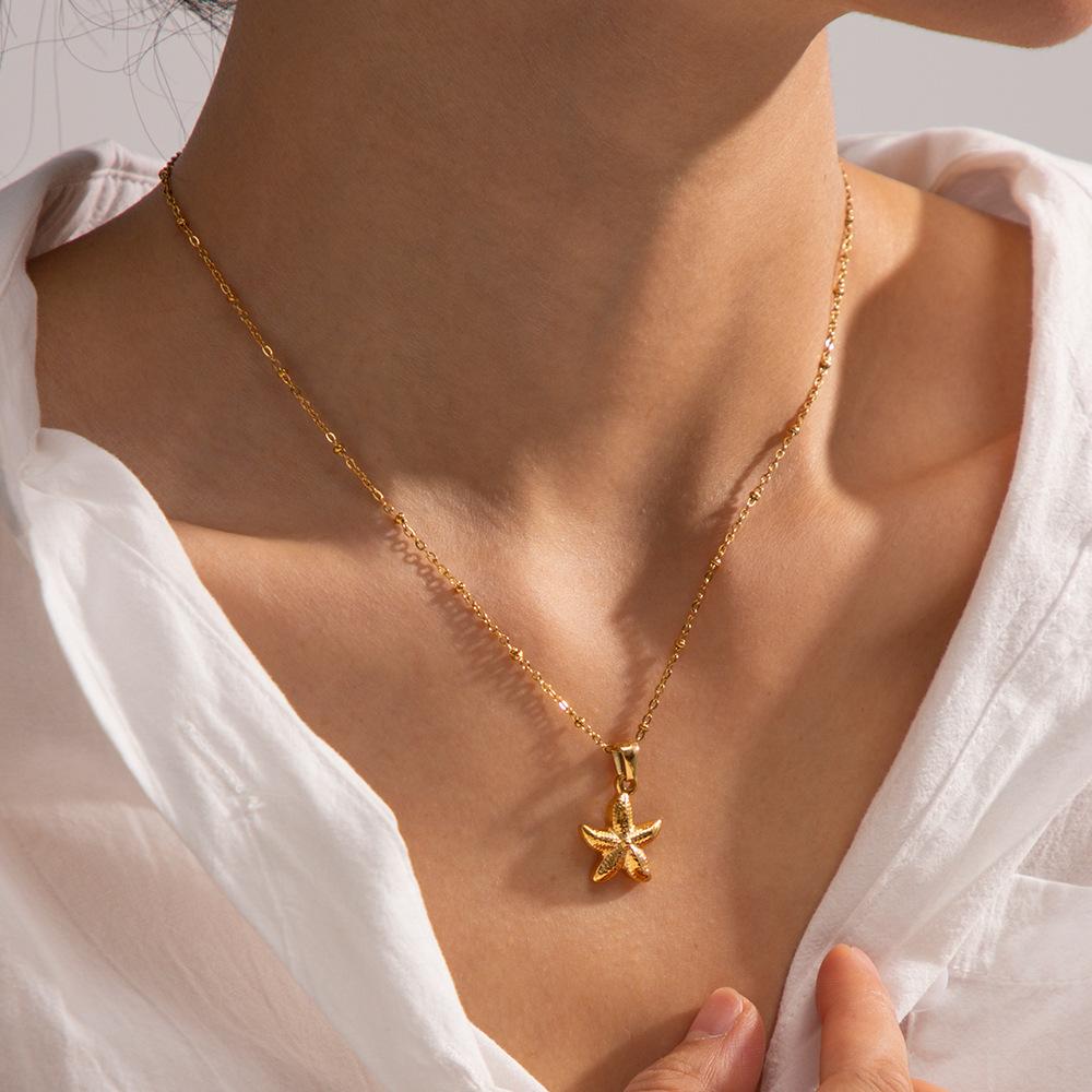 Luxury Sea Star Pendant Necklace Minimalist Ocean Versatile Jewelry Accessory