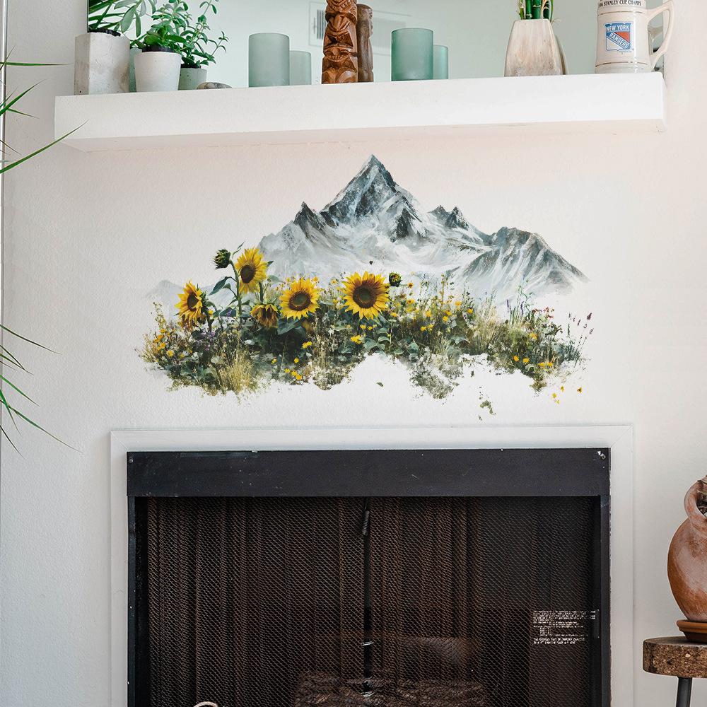 Simple Mountain Sunflower Bedroom Living Room Home Background Beautification Decoration Wall Stickers