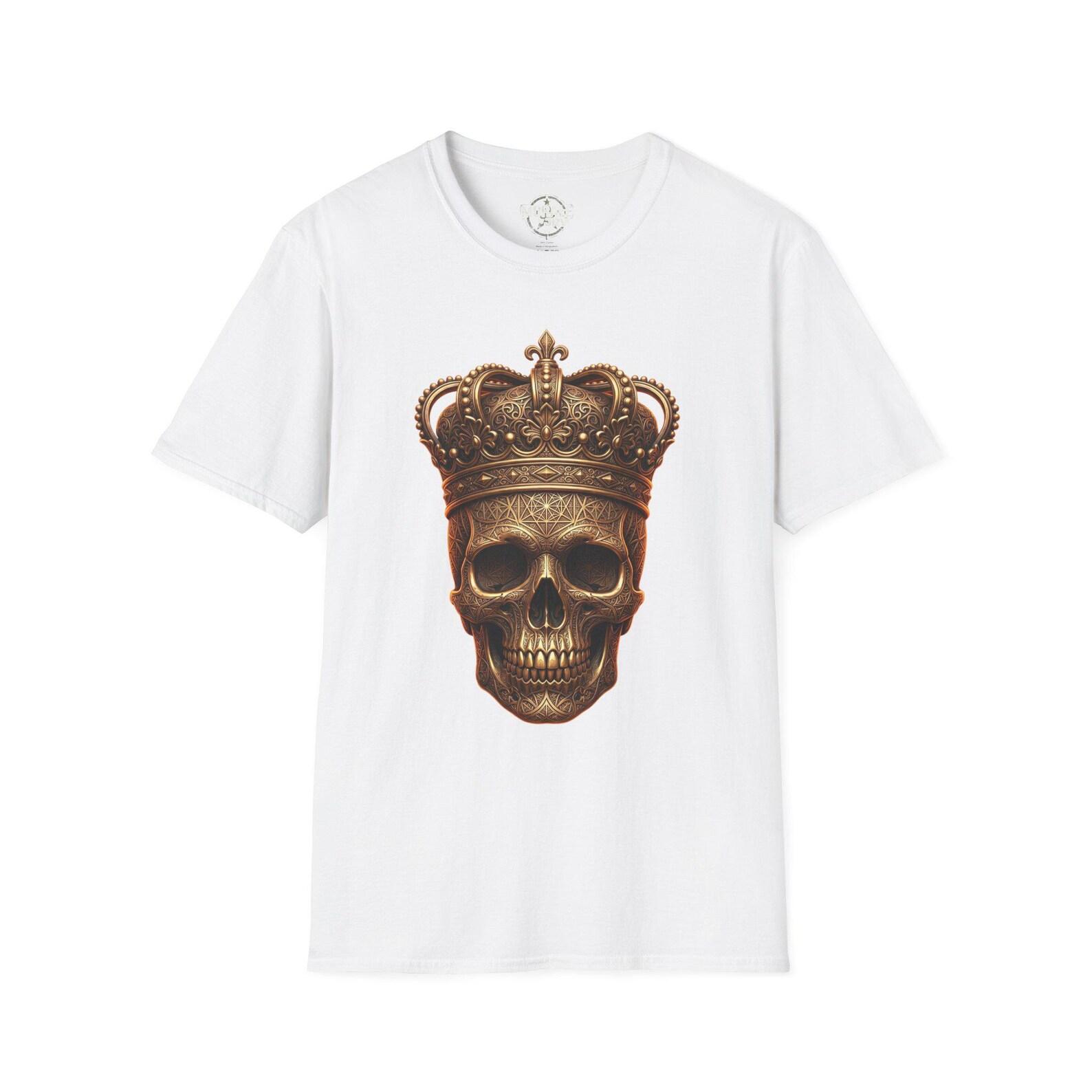 Gold Crown Skull T-Shirt Gothic Skull King Design S