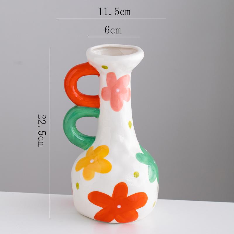 Handmade painted ceramic vase hotel exhibition niche flower ware Creative ceramic decorative vase Flower Arrangement Decoration