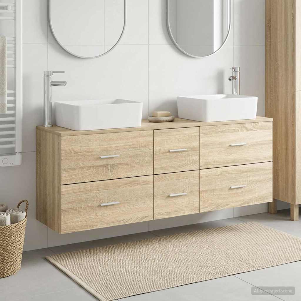 Bathroom Cabinet Set 3 pcs Sonoma Oak 136 x 35 x 80 cm