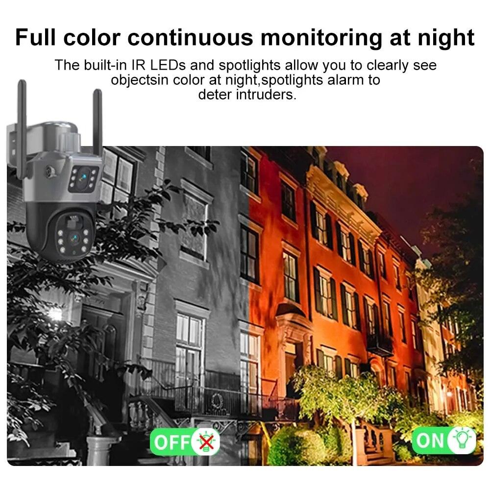 LS VISION WiFi Solar Battery Camera 4K 8MP 4G Sim Card V380 Dual Lens Dual Screen Outdoor Security Protection PTZ Cam PIR Human Detection CCTV