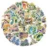 50 Dreamy Retro Flower Room Laser Pet Stickers Waterproof Decorative Window Computer Graffiti Stickers