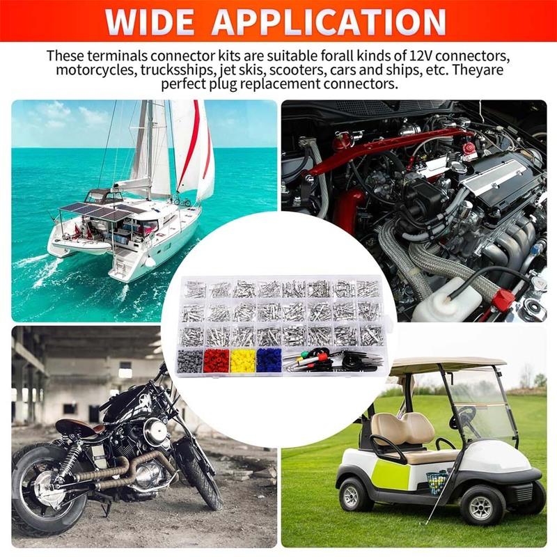 729Pcs Automotive Pin Connectors Kit, 1/1.5/1.8/2.2/2.3/2.8/3.5mm Male&Female Wire Pins, Non Insulated Wire Terminal Pin Kit.