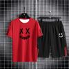 Men's Summer Sports Suit Round Neck Short Sleeved T-shirt Five Quarter Shorts Slim Fit Fashion Two-piece Set Men's Clothing