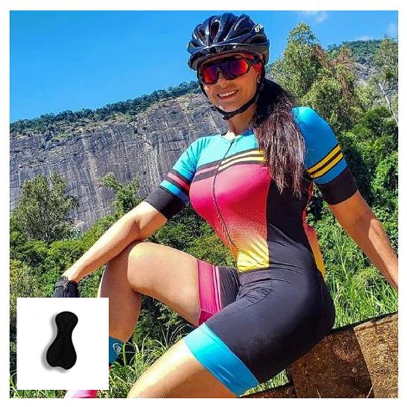 Road Bicycle One-piece Cycling Suit Women's Summer Mountain Cycling Sports Short-sleeved Breathable Cycling Suit