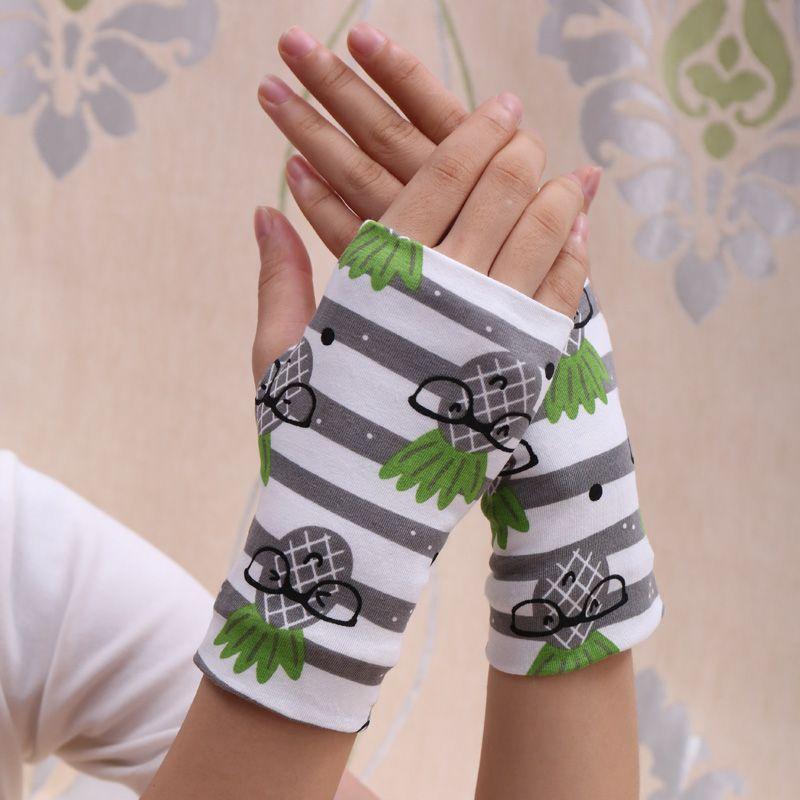 

и Летние Тонкие Перчатки без пальцев из чистого хлопка для защиты от солнца, скрывающие шрамы, татуировки, мужские и женские короткие перчатки, студенческие перчатки с открытыми пальцами для игр Pineapple All yards