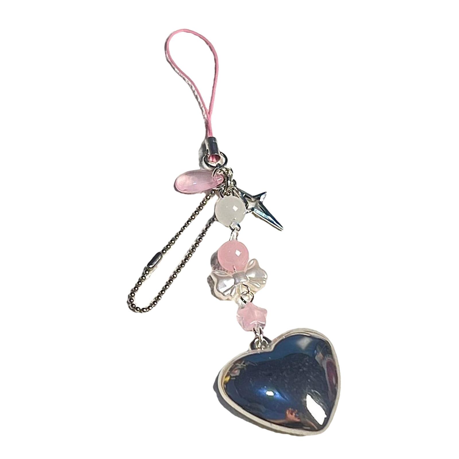 

Стильный серебристый брелок-ремешок для телефона в форме сердца, многофункциональный ювелирный шарм, подвеска для телефона, подходит для модного ношения