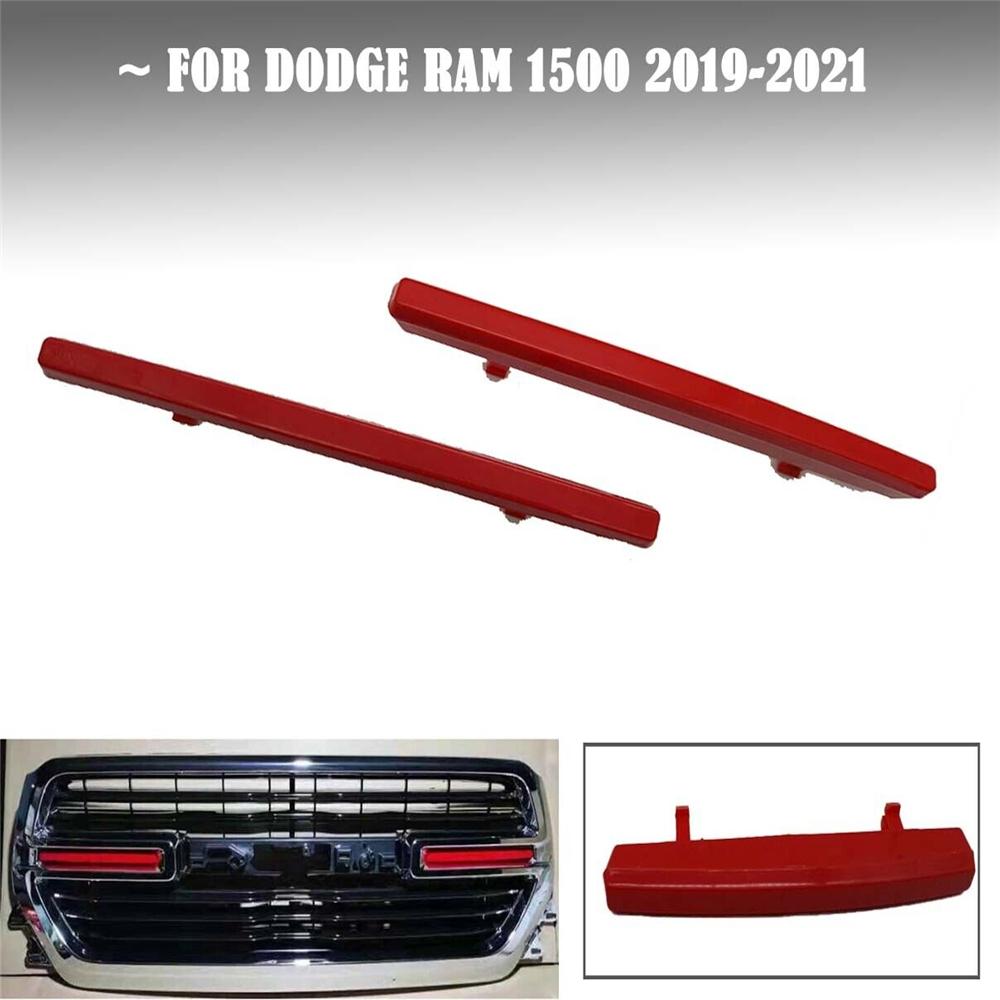 1 Pair Car Front Grille Insert Trim Red For Dodge Ram 1500 2019-2021 Accessories