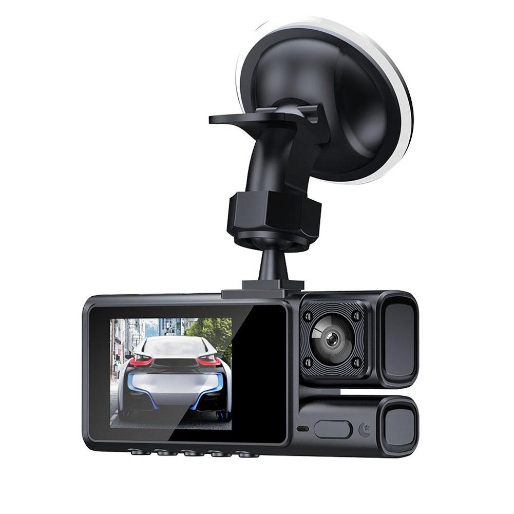 3 Channel   Cam, 170 degrees  120 degrees  Front Interior Rear Triple Camera Car Recorder with WiFi Interconnection for Real-time Viewing,