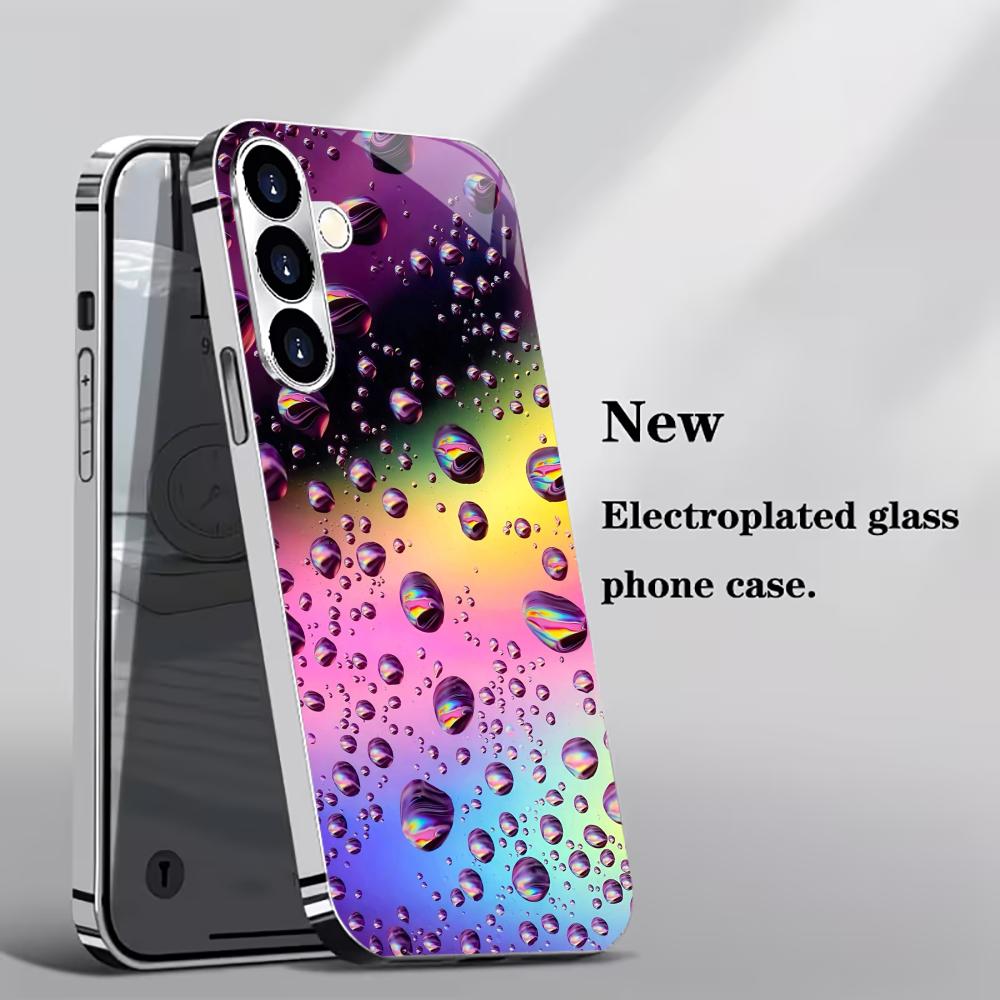 Color water droplet electroplated glass phone case suitable for Samsung Galaxy S26 S25 S24 S23 S22 S20 FE/Ultra/Plus anti drop