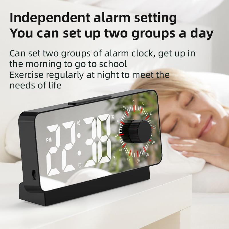Digital Electronic Minimalist Alarm Clock with Timer Snooze Function USB Charging Port for Study Office Bedroom Use