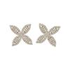 European & American Luxury Rhinestone Clover Stud Earrings - Elegant Silver Needle Design for Women