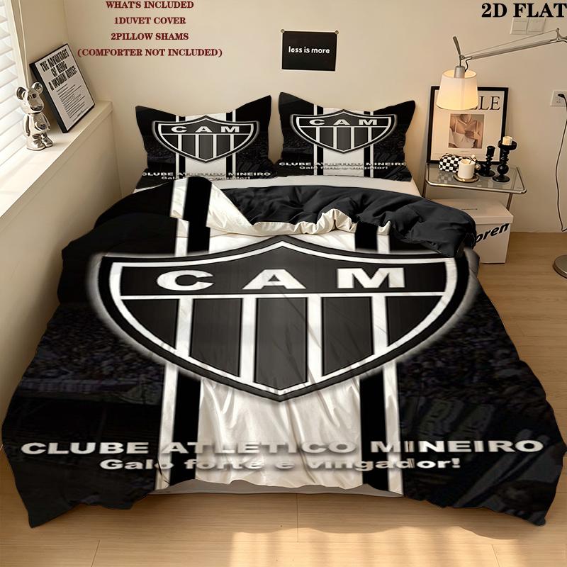 Clube Atletico Mineiro Logo Pattern Bedding Set Quilt Cover Pillowcase Home Decor Gift (1 * duvet cover + 2 * pillowcase, without core)