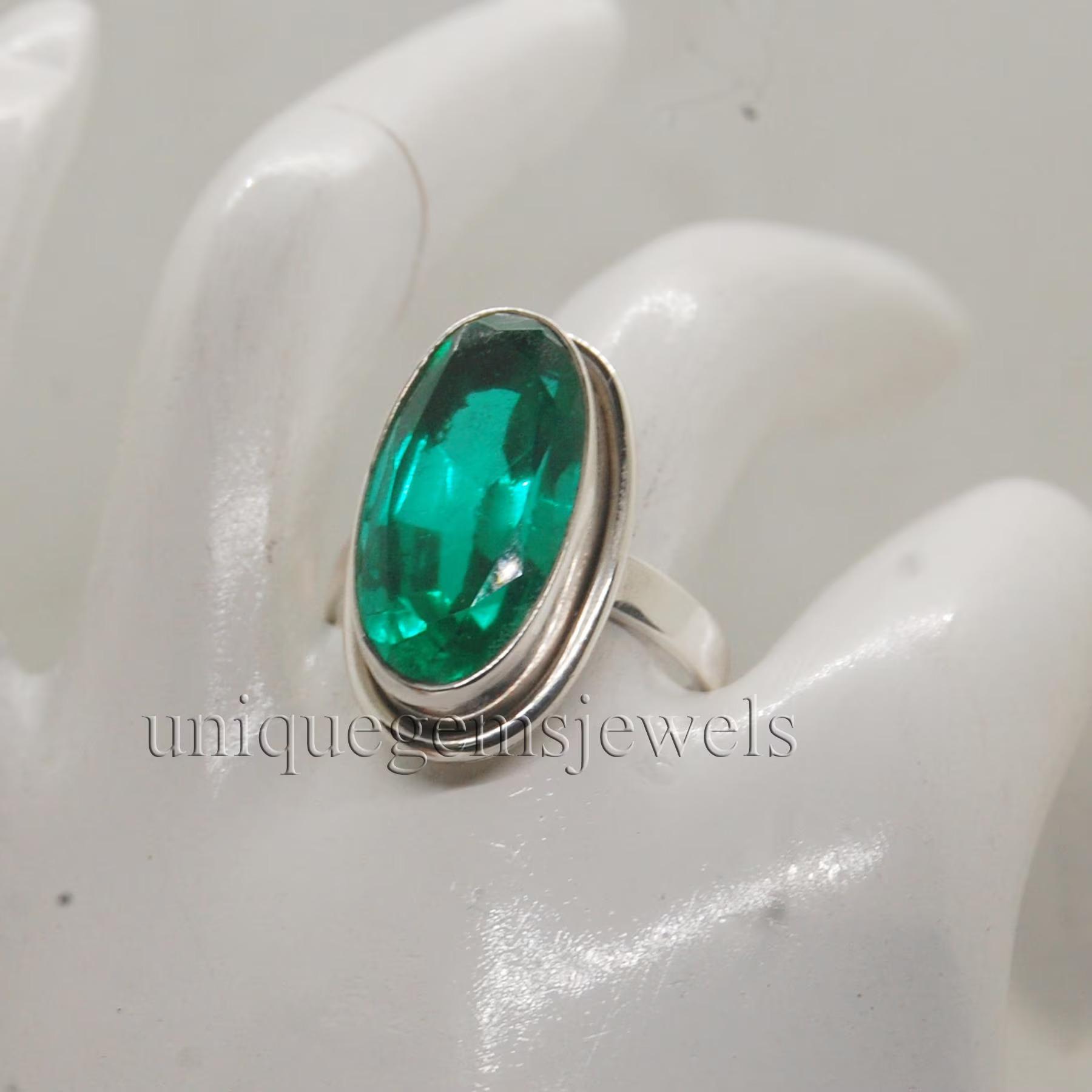 

Oval Cut Green Zircon 925 Sterling Silver Ring Jewelry, Wedding Gift Statement Ring 10 срібний