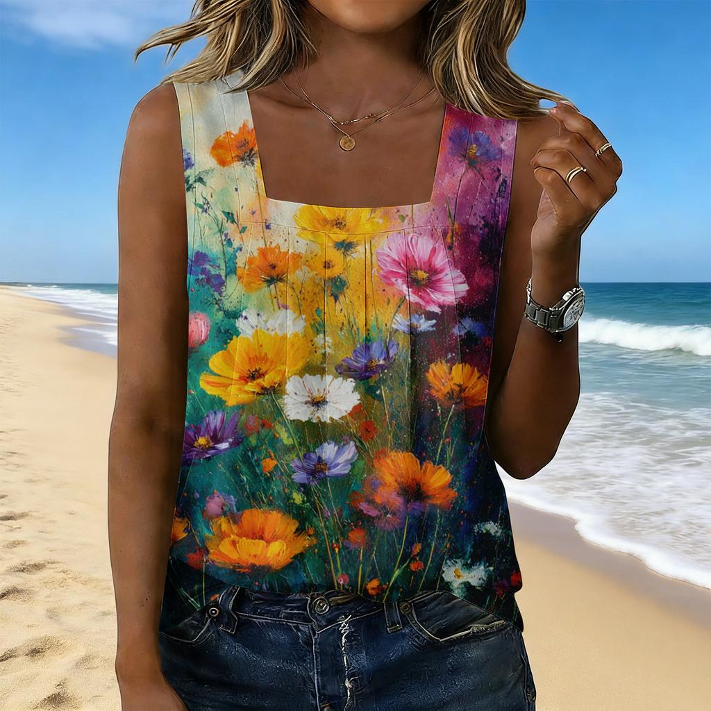 Women's Fashionable Casual Vintage Print Tank Top