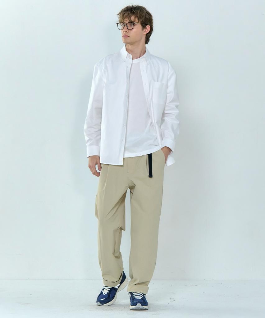 BASIC HOUSE Oxford Semi-Overfit Long Sleeve Shirt White Lzws0103