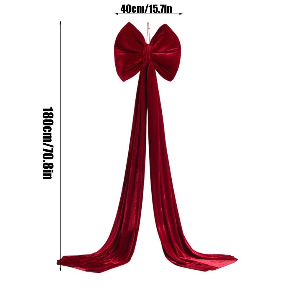 

Large Velvet Bow Red Christmas Bowknot Christmas Tree Decorations Pendant Party Home Hotel Layout Window ShoppingMall Display 180cm