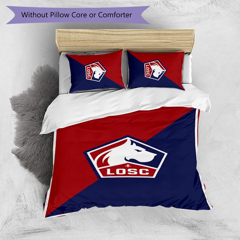 LOSC Lille FC Printed 3PCS Bedding Set Breathable Duvet Cover with Pillowcases Decorative Bed Linen for Bedroom Home