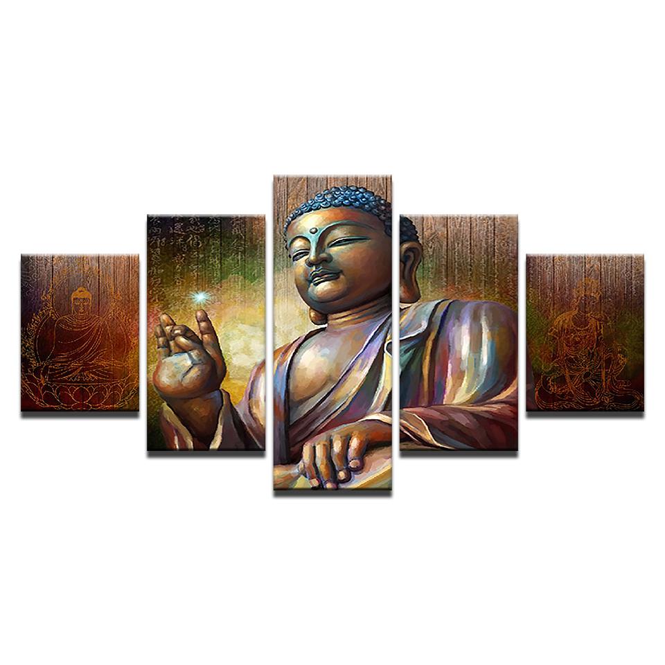 

Картины на холсте, настенное искусство, домашний декор, 5 шт., картины для медитации Будды, HD принты, статуя Будды, плакаты, рамки для гостиной 20x35cm*2 20x45cm*2 20x55cm*1