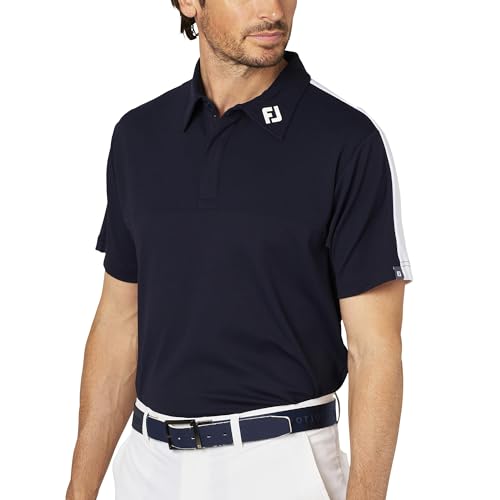 Мужская гольф-рубашка FootJoy с коротким рукавом и молнией до середины, темно-синяя, размер M, FJ-S25-S07, 34693-M