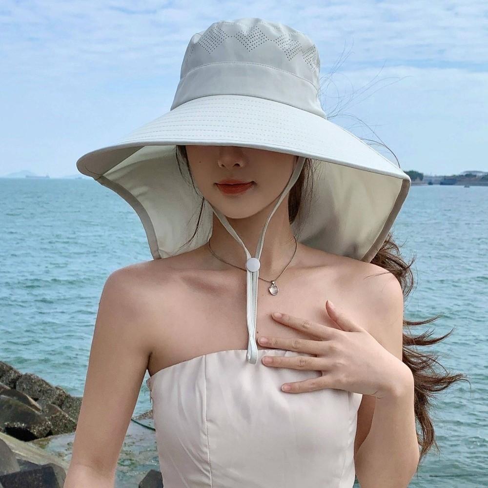 Casual Anti UV Shawl Fisherman Hat Quick Dry Wide Brim Bucket Hat Adjustable Neck Protection Sun Hat Outdoor Sports