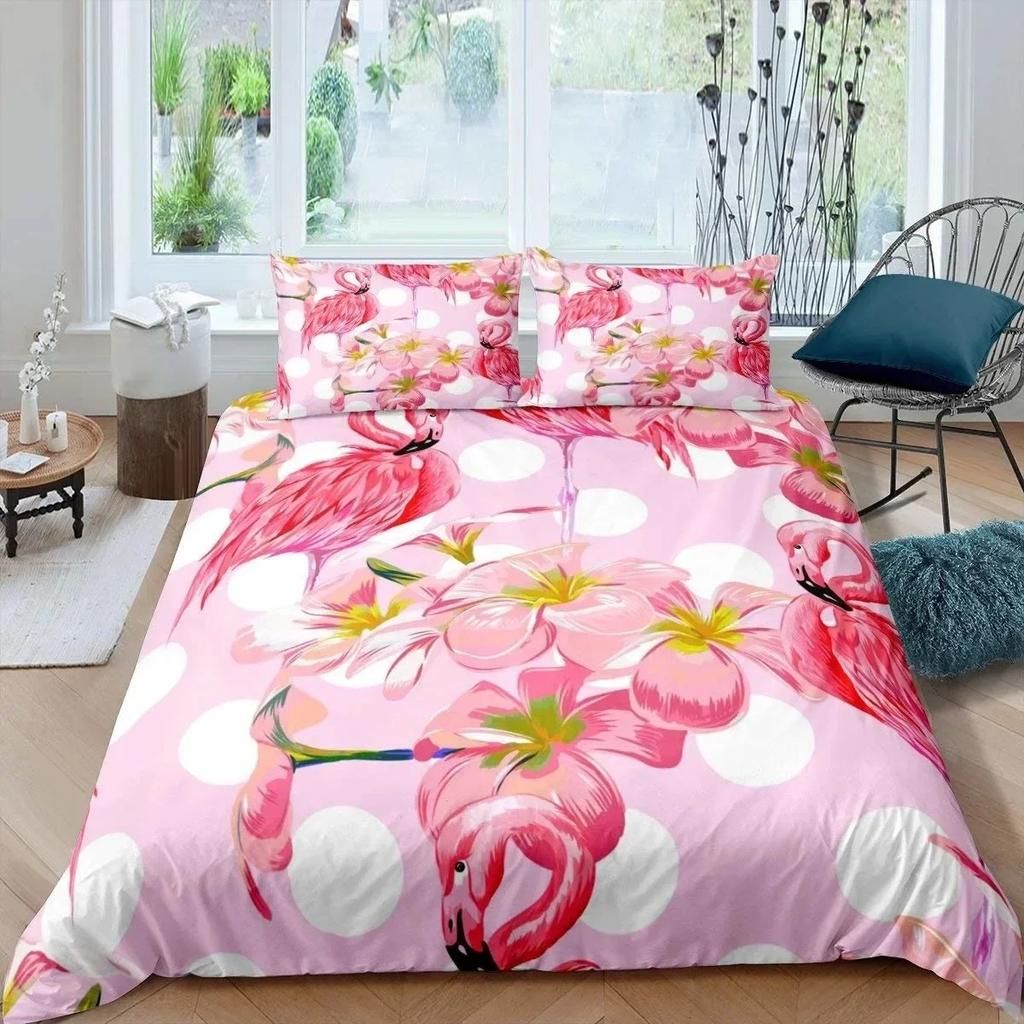 3D Print Flamingo Flowers Tropical Animal 3D Duvet Cover Bedding Set Comforter Linen Pillowcases Single Double Twin King Queen