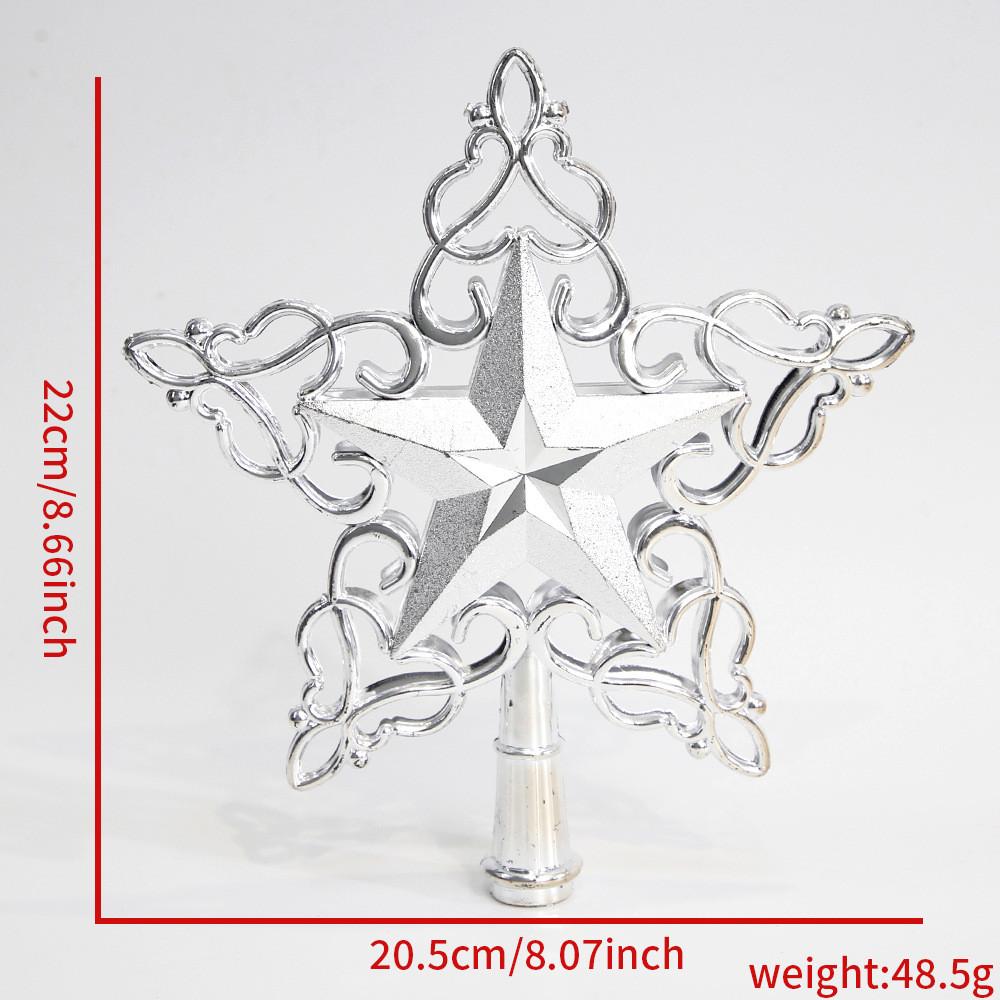 Impressive Silver 22cm Star Tree Topper Creative Hollow Plastic Christmas Decor Item