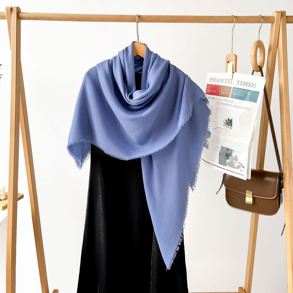 Spring new high-end imitation cotton and linen cm large square scarf monochrome silk scarf shawl women's scarf