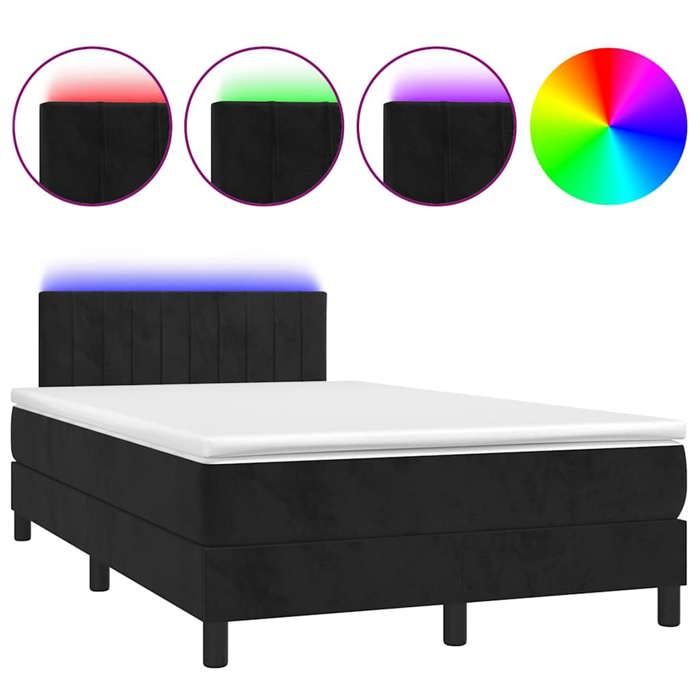 Maison Exclusive - Sommier à lattes de lit et matelas LED noir 120x190 cm velours